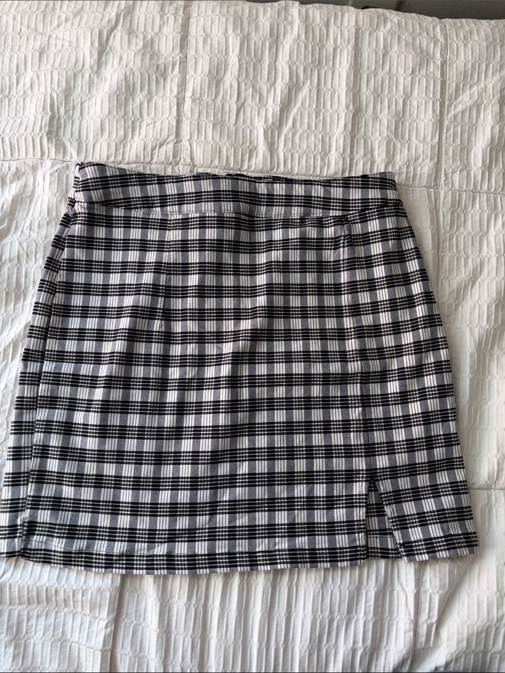 Garage Black and White Plaid Mini Skirt with Side Slit